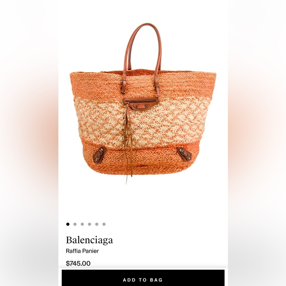 Balenciaga Orange Panier Raffia Tote
